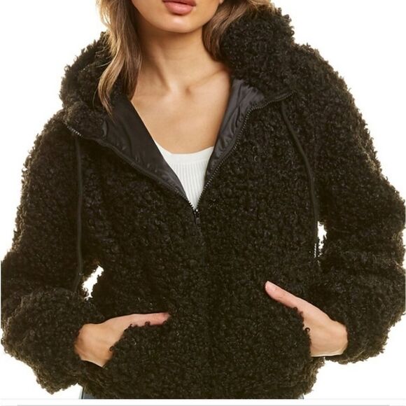 NWT Walter Baker Hooded Amanda Jacket in Black - Picture 1 of 11